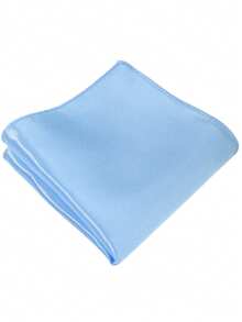 1 Set Dasi dan Sapu Tangan Pria Warna Polos 8cm, Set Dasi dan Sapu Tangan Satin, Dasi dan Sapu Tangan untuk Bisnis, Hadiah Hari Ayah - Baby Blue - View 3
