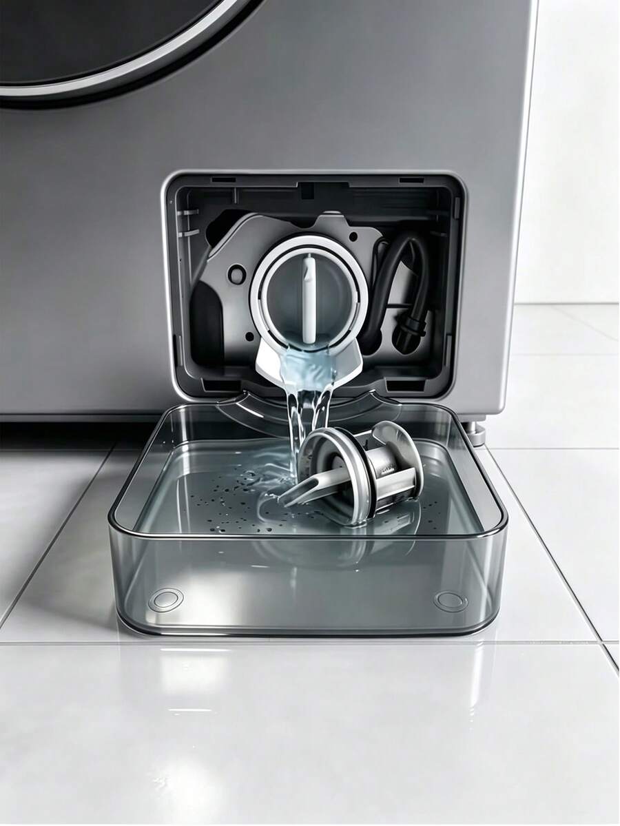 1個透明洗衣機排水集水盤，適用於滾筒洗衣機排水口，加厚可視廢水收集盒，家用洗衣機排水盤，易組裝拆卸的集水容器，防污防漏廢水儲存盒，大容量透明廢水盤，專為洗衣機排水清潔設計，耐磨防摔易清洗，居家洗衣維護實用配件，兼容大多數滾筒洗衣機排水口，洗衣清潔必備用品