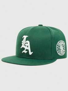 1pc Unisex "LA" Letter Embroidered Hip Hop Baseball Cap, Adjustable, Suitable For Outdoor Sports, Hiking, Casual Street Style, Unisex - LA Earth Flat Edge - View 7