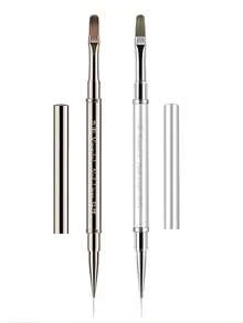1/2/6pcs Cap-Extendable Metal Gel Brush, Luxury Detachable Dual-Ended Slim Carving Flower Liner Brush Set For Salon DIY - Multicolor - View 13