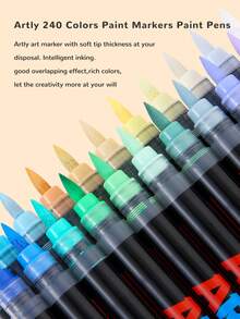Back To School Season & ARTLY 24-320 Colors Soft Tip Acrylic Marker Set, 2.5ml Large Capacity Ink, Smart Ink Control Structure, 2-3mm Line Width, Smooth Layering, Suitable For Wood, Ceramic, Glass, Shell, Egg Surfaces, Water-Based Pigment Pens, Versatile For Detail Outlining And Large Area Filling, Ideal For Stone Painting, Handmade DIY And Artistic Creation. - Multicolor - View 9