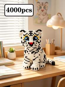 4000pcs Bengal Tiger Micro Building Blocks, 3D DIY Assembly Animal Statue Stress Relief Toy, Cute Mini Tiger Model, Desktop Home Decor Ornament, Birthday Holiday Gift For Adults And Teens, ABS Micro Building Blocks Collectible Craft Ornament - Multicolor - View 12