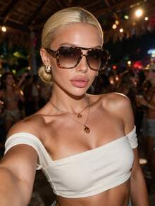 4pcs/Set Unique Double-Bridge Design Full Frame Women's Aviator Fashion Glasses, Decorative Personalized Combination, Suitable For Gifts, Parties, Tropical Beach Vacations, Street Photography, Fits Various Face Shapes - Multicolor - View 14