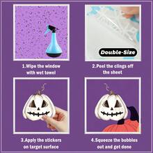 9pcs Happy Halloween Cartoon Window Stickers, Ghost, Black Cat, Pumpkin Truck, Bat, Spider Web Static Cling Window Decals, Cozy Halloween Home Party Decoration - Multicolor - View 10
