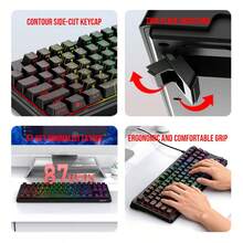 RAIKU 80% Illuminated Keyboard Mouse Wired Mechanical Feel Gaming Keyboard With Contour Keycaps LED Backlit 87-Key Keyboard - View 6