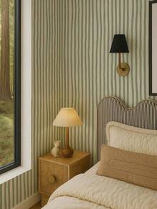 1 rollo de papel tapiz autoadhesivo de PVC, estilo costero moderno, verde salvia tropical y rayas blancas, pegatina decorativa de pared, mate, impermeable, fácil de limpiar, removible, decoración del hogar; adecuado para sala de estar, dormitorio, oficina, estudio, baño, dormitorio, decoración de pared de aula, renovación de muebles; papel tapiz autoadhesivo con ambiente de primavera/verano, también se puede usar como pegatina de pared de vinilo, decoración de pared artística - 1PC - Ver 3