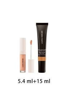 Laura Mercier [حزمة] سيروم خافي عيوب مثالي خفيف الوزن Real Flawless 3W2 سعة 5.4 مل + مرطب ملون مطفي ضبابي خالي من الزيوت بحماية شمسية SPF 30 UVB/UVA/PA+++ 4N Teak سعة 15 مل - 3W2+4N خشب الساج - مشاهدة 2
