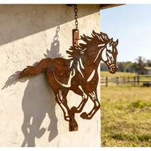 [2D Plano] 1 Peça Escultura de Jardim de Metal Enferrujado em Forma de Cavalo - Estilo Rústico | Estilo Ocidental, Decoração de Jardim Pastoral | Adequado para Decorar Quintal, Sala de Estar e Paredes do Quarto, Presente Perfeito para Amigos e Família - Cavalo - Visão 6