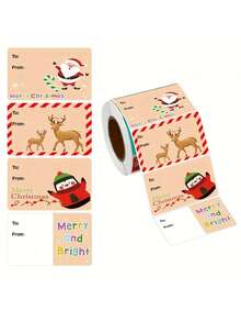 500pcs/Roll Christmas Gift Labels Stickers (5.08cm X 3.81cm) – Writable Self-Adhesive Labels, Multiple Styles Holiday Decorative Stickers, Suitable For Christmas Gift Wrapping, Christmas Decoration, Christmas Crafts And Daily General Use - View 5