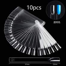 10pcs Nail Art Practice Fake Nails, Transparent Nail Color Sticks With Rings, Fan-Shaped Pointed Nail Tips, Fake Nail Sample Sticks, Nail Art Practice Color Display, Transparent Board, For Displaying Nail Art Designs - Multicolor - View 5