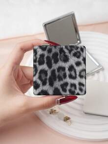 1PC Y2K Series Portable Vanity Mirror, Foldable Lightweight Ultra-Thin Convenient Hand Mirror, PU Leather, Suitable For Multiple Scenarios And All People, Foldable Square Mirror, Pocket Mirror, Classic Leopard Print Design, Exquisite And Delicate, Easy To Carry, Handheld Makeup Mirror, 180° Flip Cover, Multi-Functional Mini Mirror, Compact Mirror, Mirrors, Daily, Holiday, Birthday, Valentine's Day - Multicolor - View 8