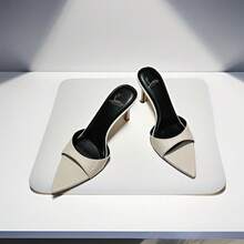Eleve sua Aura: Sandálias Slip-On de Salto Alto com Bico Fino em Couro Envernizado Preto 2026 para Mulheres, Salto Agulha Elegante com Bico Aberto, Estilo Elegante de Fácil Uso - Branco - Visão 7