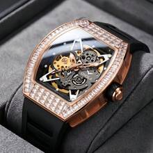 ONOLA Brand Automatic Mechanical Watch, Luxury Luminous Sports Waterproof Barrel-Shaped Skeleton Wristwatch - one-size - View 4