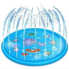 Water Play Mat, Blue Ocean Creatures And Letter Pattern - Durable Outdoor Splash Pad With Exciting Spray Function, Perfect For Lawn, Beach, Garden And Summer Park Activities | Fun Water Game Design - Spray Pad - View 12