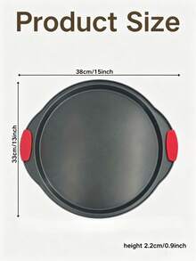 Nonstick Carbon Steel Pizza Pan, Silicone Handle Oven Baking Tray, Solid Dishwasher Pizza Tray (Black) - Black - View 3