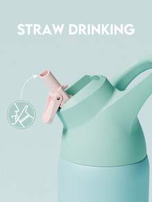 Powcan 24oz Insulated Stainless Steel Water Bottle With Straw And Carry Loop, Double Wall Cold For 36 Hours, Tritan Leak Proof Lid For Sports, Travel - Pink-green Gradient - View 5