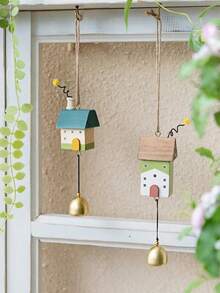 Haus Hana 1 Set Of Lovely House-Shaped Wind Chimes – Hanging Door Bell Decor - Room Bell Pendant [1 Set Of 2 Pieces] - View 2