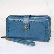 Large Capacity Tri-Fold Multi-Card Slot PU Solid Color Zippered Wallet, Multi-Functional Women's Wallet - Multicolor - View 16