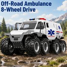TEMI Ambulance Off-Road Rescue Toy Car, Suitable For 3 Years And Above, 8-Wheel Armored Climbing Car, No Battery Required, Inertia Driven, Interactive Combination Toy Car, Ideal Gift For Birthday And Christmas - White - View 3