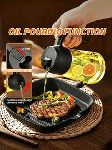 1pc 2-In-1 Portable Oil Spray Bottle And Pouring Oil Dispenser, Suitable For Olive Oil, Plastic Kitchen Oil Bottle, Perfect For Cooking, Grilling, Air Frying, Baking And Salad, Easy To Clean, Durable Kitchen Essential Tool, Random Color - View 7
