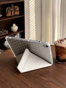 1件淺冰藍波點平板保護殼，相容 iPad Mini6/7/Air/Air2/9.7/10.2/10.5/10.9 (Air4-Air8)/Pro 11/10th Gen/A16/Pro 11 2024 機型，雙面彩繪圖案平板殼，透明壓克力背殼，絲綢質感 8 折支架，自動休眠/喚醒，內置筆槽，產品不含筆，部分機型附相機框 - 淺冰藍 - 查看 5