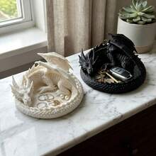 1pc 3D Printed Plastic Dragon Shaped Jewelry Tray, Dark Gothic Style Sleeping Dragon Jewelry Storage Bowl - Multicolor - View 7