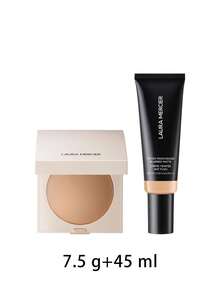 Laura Mercier 【組合組】Real Flawless 柔光完美壓粉餅 中號 7.5g + 柔霧啞光潤色保濕乳 SPF 30 2C Oak 45ml - 中+2C橡木 - 查看 2