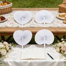 Customized European And American Wedding Fan With White Heart Shape, Handcrafted Folding Fan For Weddings, Party Fan, Wedding Paper Fan, Letter Combination Wedding Fan - Multicolor - View 6