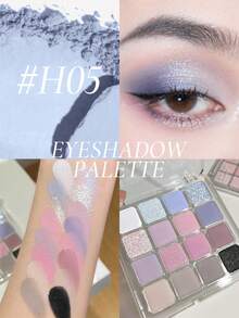 HOLD LIVE Palet Eyeshadow 16 Warna, Tekstur Matte, Shimmer, dan Glitter, Termasuk Blush dan Eyeshadow Biru - H05 - View 4