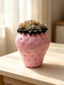 1Pc Creative Strawberry Resin Vase - Fruit Shape Flower Vase For Living Room & Desk, Cute Home Decor | Home Decor, Room Decor, Boho Decor, Desk Decor, Cute Collectible, Unique Gift - New Arrival - Strawberry Combo - View 8