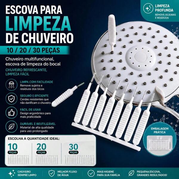 Kit 30 Escova Desentope Chuveiro Mini Limpador Celular Multifuncional