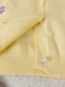 Girls' Autumn/Winter Fashion Floral Cardigan Sweater - Yellow - View 6