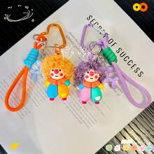Cute Clown Inspired Curly Hair Keychain, Colorful Bag Charm Pendant With Heart Clip, Fun Backpack Accessory Car Decoration Gift - Multicolor - View 4