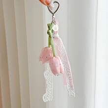 Elegant Tulip Lace Phone Charm, Korean Style Sweet Fresh Floral Keychain Bag Pendant Accessory - Multicolor - View 8
