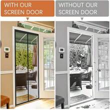 Magnetic Self Sealing Screen Door - Heavy Duty Fiberglass Ultra-Fine Mesh, Scratch-Resistant Pet Friendly, Mosquito-Proof Curtain For Bedrooms, Kitchens, Living Rooms, Easy Wipe Clean, All Seasons Home Decor - A - View 7