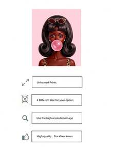 1pc Frameless Y2K Leopard Bubblegum Girl Pop Art Poster, Funky Retro Room Decor For Dorm, Bedroom, Party Gift - Leopard Print - View 5