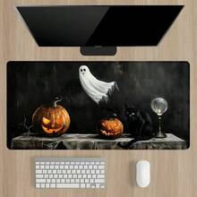 Large Non-Slip Gaming Desk Mat, Mouse Pad, Featuring Halloween Black Cat, Ghost And Pumpkin Design, Perfect For Computer And Keyboard; Durable Office Accessory And Great Gift Choice Room Decor Home Decor Halloween Decor - Mouse Pad / Desk Mat - View 12