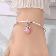 1pc S925 Sterling Silver Lifestyle Charm Bead, Crown, Heart Gesture, Commemorative Plaque, Teapot Coffee Cat Multiple Styles, Colorful Zirconia Enamel Exquisite Details, Comes With Gift Box, Suitable For Bracelet Necklace, Handmade DIY Jewelry, Daily Gentle Gift Accessory - Multicolor - View 7
