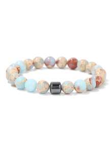 8mm Men's Natural Stone Energy Bracelet, Elastic Cord Beaded, Hematite, Malachite, Tiger Eye, Turquoise, Shoushan Stone, Multiple Styles Available - Energy Bracelet - View 13
