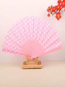 1pc Polka Dot Folding Fan, Lightweight And Foldable, Suitable For Summer Daily Use, Can Be Used As An Aesthetic Photo Prop For Beach Scenes And Daily Outfits, Also A Fashionable Cooling Accessory - Multicolor - View 8