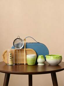 7-Piece Lotus Shaped Gradient Ceramic Portable Matcha Set, Complete Matcha Making Tools With Storage Bag - Multicolor - View 14