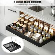 Rigogo 2 Pack Expandable Pull Out Cabinet Organiser, Adhesive Slide Out Drawers 32-53cm For Kitchen Pantry, No-Drill Installation With Strong Hold,Balck & Withe - View 7