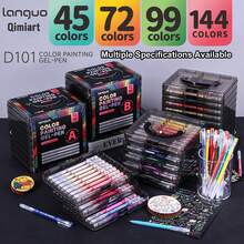 Languo 252/168/144/99/72/45/9pcs Large Capacity Gel Pen Set, 0.6mm Fine Tip, For Scrapbooking, Hand Drawing And Doodling, Smooth Ink Flow, Clear Writing Without Smudging, Suitable For Line Drawing, Coloring, Outlining, Ceramics, Plastic, Wood, Stone, Fabric, Paper And More, Excellent Coverage, High-Quality Student Art Supplies, Comfortable And Durable Grip, Perfect For Student Note-Taking And Back To School - Sets - View 5