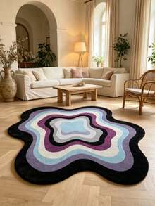 1pc Gradient Wavy Asymmetrical Area Rug, Living Room Carpet, Area Rug, Small Area Rug, Mat, Home Decor, Large Living Room Carpet, Round Carpet, Living Room Home Decor, Room Decor, Washable Carpet - Multicolor - View 4
