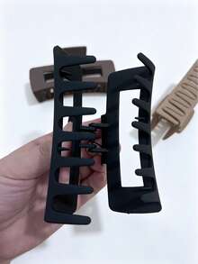 3/1pc 10.5cm/4.13in Matte Coffee Plastic Square Cutout Hair Claw Clips, Hair Jaw Clip, Claw Hair Clip, Hair Gripper, Hair Claw Clip Set, Black Matte Hair Claw Clips, Suitable For All Hair Types, Daily Wear, Parties, Work, Outfit Matching - Multicolor - View 7