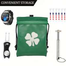 1pc Green Golf Valuable Item Bag, Drawstring Closure. This Portable Storage Bag Is Perfect For Storing Golf Balls, Making It A Versatile Accessory For Both Men And Women. Ideal For Golfers, It's A Unique Gift For Fathers And Boyfriends - Multicolor - View 7