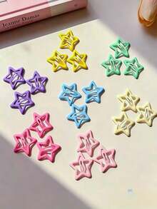 100/50/30/10pcs Cute Y2K Five-Pointed Star BB Hair Clips, Colorful Hair Accessories, Basic Matching Hair Clips - Suitable For Girls, Daily School, Party, Sports - Multicolor - View 8
