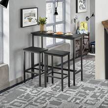 Bar-Height Table And 2 Matching Stools Set – Modern Steel Frame Design, Compact Kitchen Or Home Bar Solution, Sleek Black Finish, Easy Assembly, Space-Saving Round Top, Durable Metal Construction, Contemporary Indoor Dining Or Counter Seating Option - Black - View 3