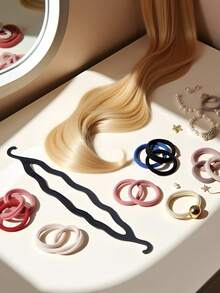 5Pcs Plastic Hair Bun Maker Hair Holders Twist Shaper Hair Donuts DIY Hair Styling Accessories Bun And Crown Shapers Hair Accessories - Black - View 7