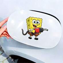 SpongeBob SquarePants 1pc Car Sticker - Cute Anime Vinyl Fuel Tank Cap Sticker, Self-Adhesive No Residue, Glossy Finish, Suitable For Cars, Trucks, Motorcycles - Multicolor - View 2